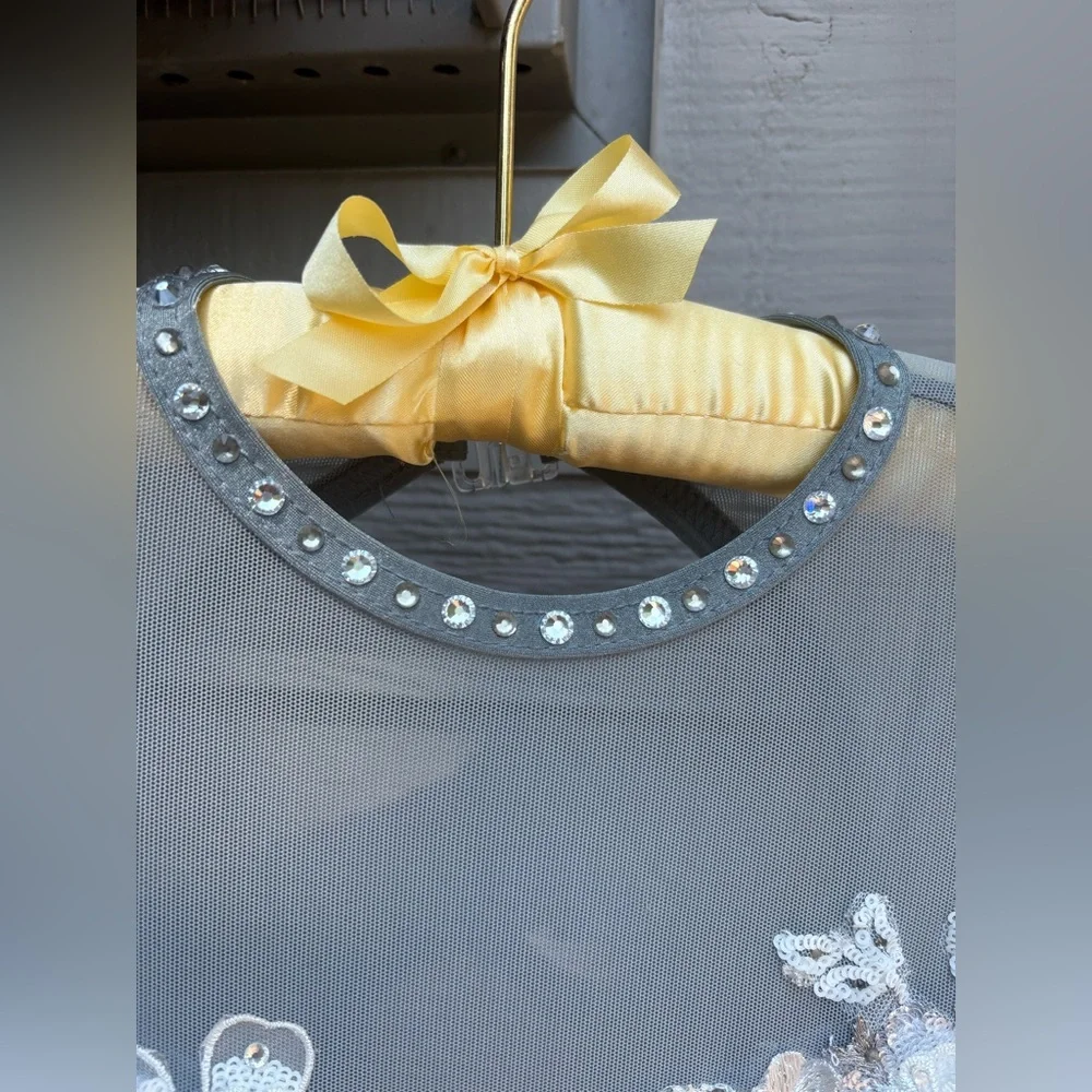 Grey Floral Figure Skating/Dance Dress - Picture 4 of 13